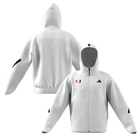 Men's adidas White Miami Hurricanes Z.N.E. Full-Zip Hoodie