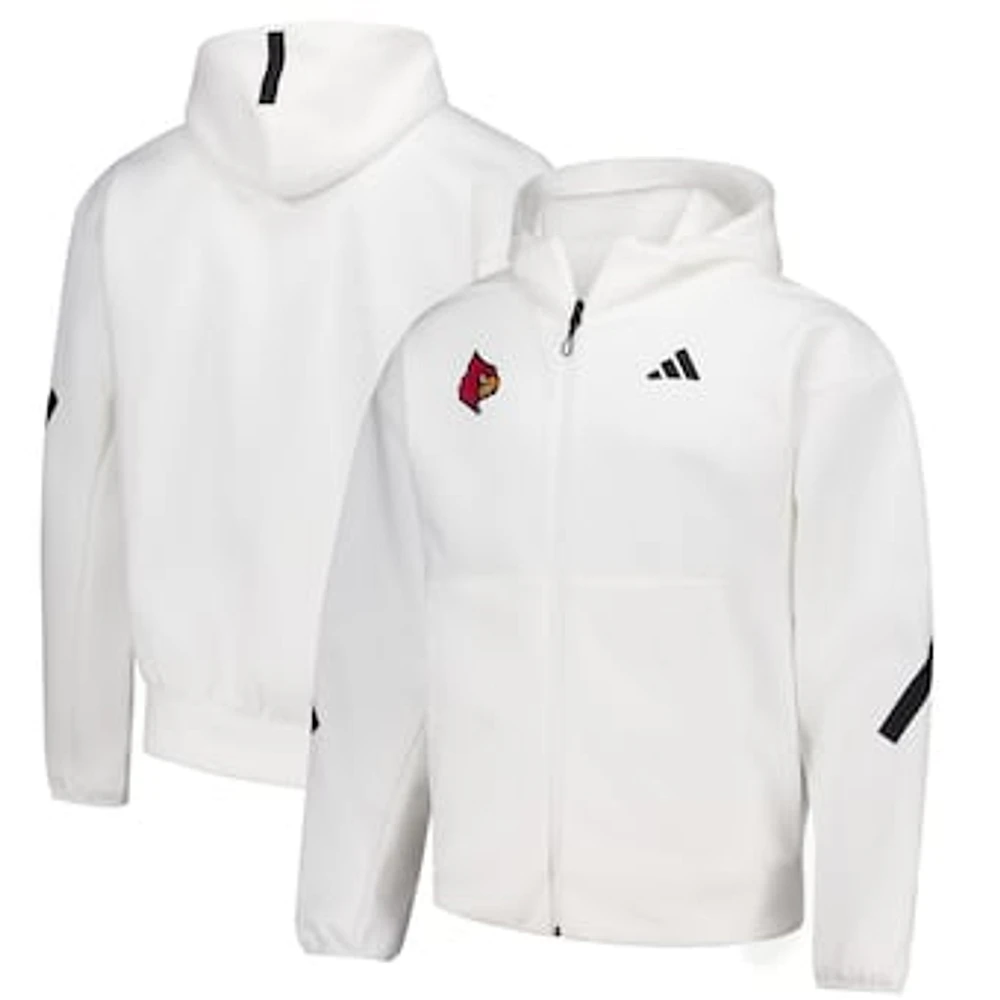 Men's adidas White Louisville Cardinals Z.N.E. Full-Zip Hoodie