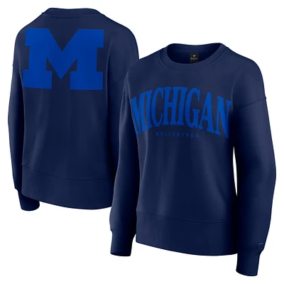 Women's Fanatics Navy Michigan Wolverines Supersoft Flow Fleece Pullover Sweatshirt