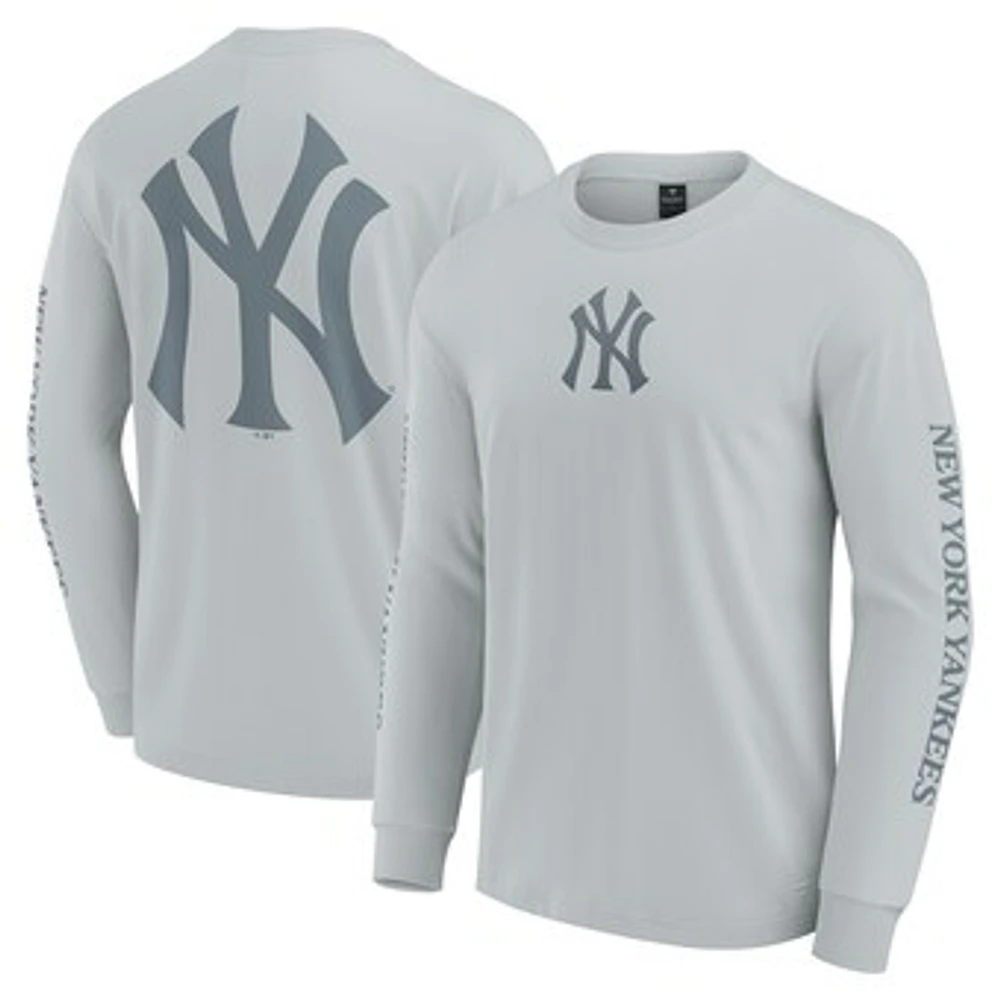 Men's Fanatics  Gray New York Yankees Elements Strive Long Sleeve T-Shirt