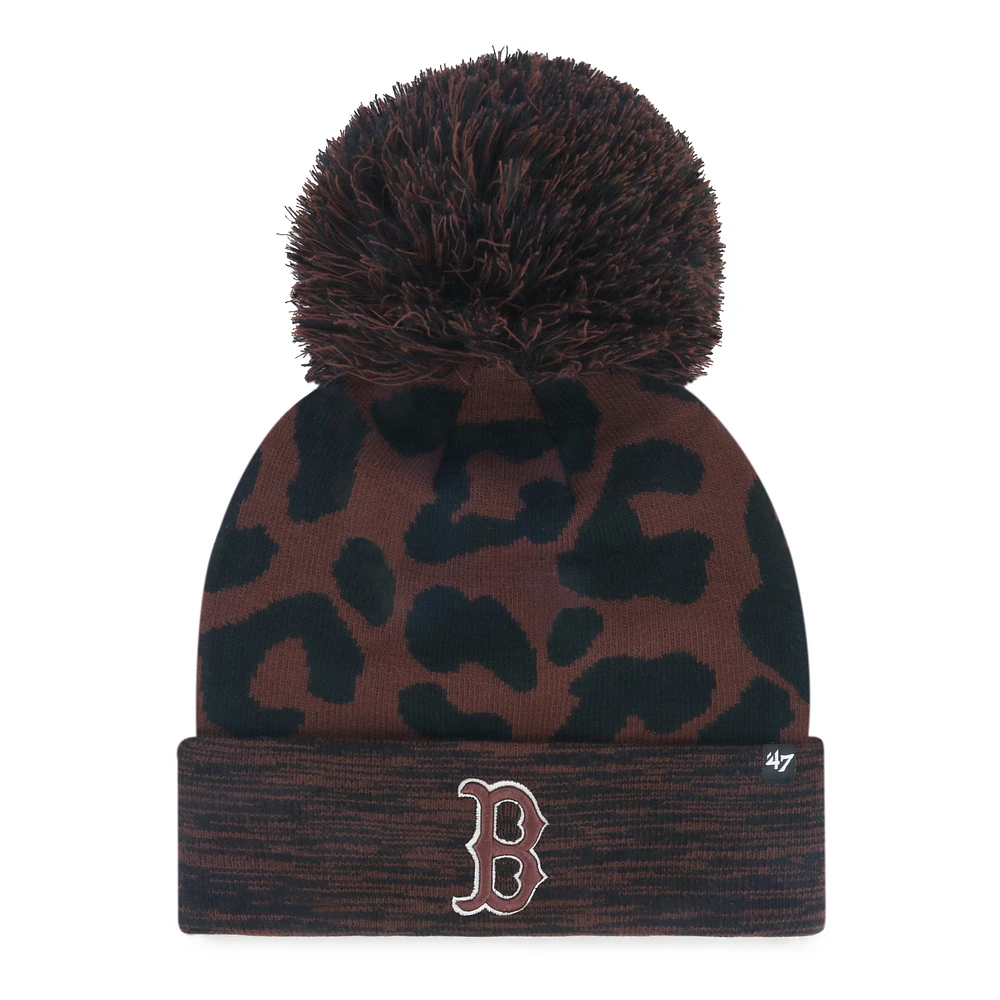 Women's '47 Brown Boston Red Sox Rosette Cuffed Knit Hat with Pom