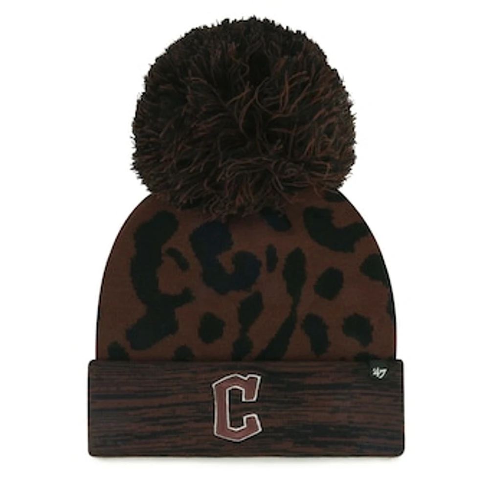 Women's '47 Brown Cleveland Guardians Rosette Cuffed Knit Hat with Pom