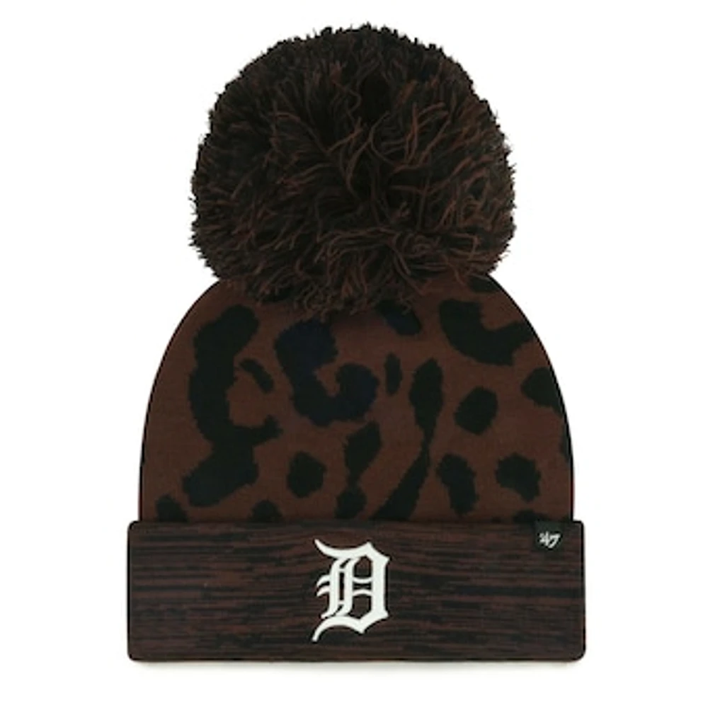 Women's '47 Brown Detroit Tigers Rosette Cuffed Knit Hat with Pom