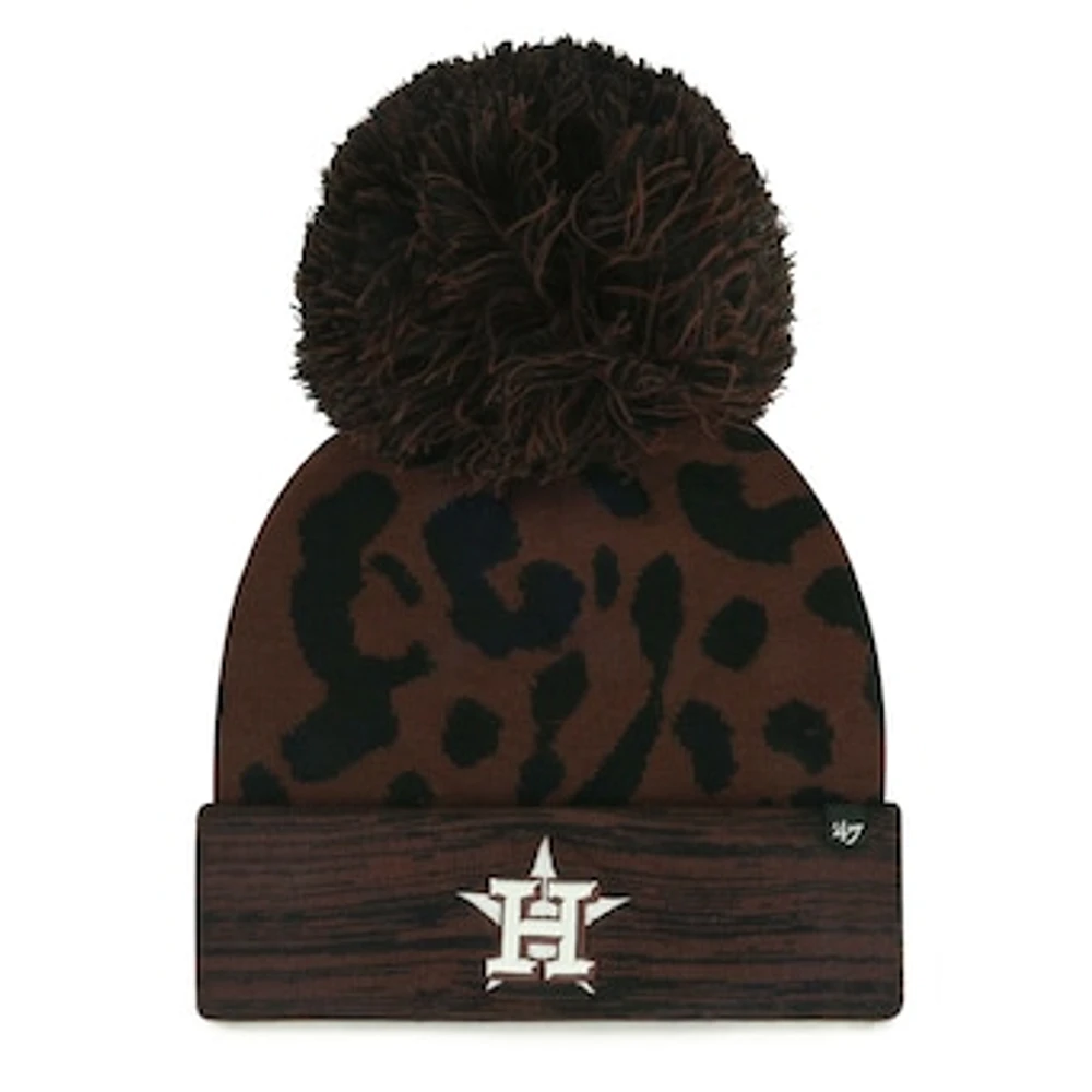 Women's '47 Brown Houston Astros Rosette Cuffed Knit Hat with Pom