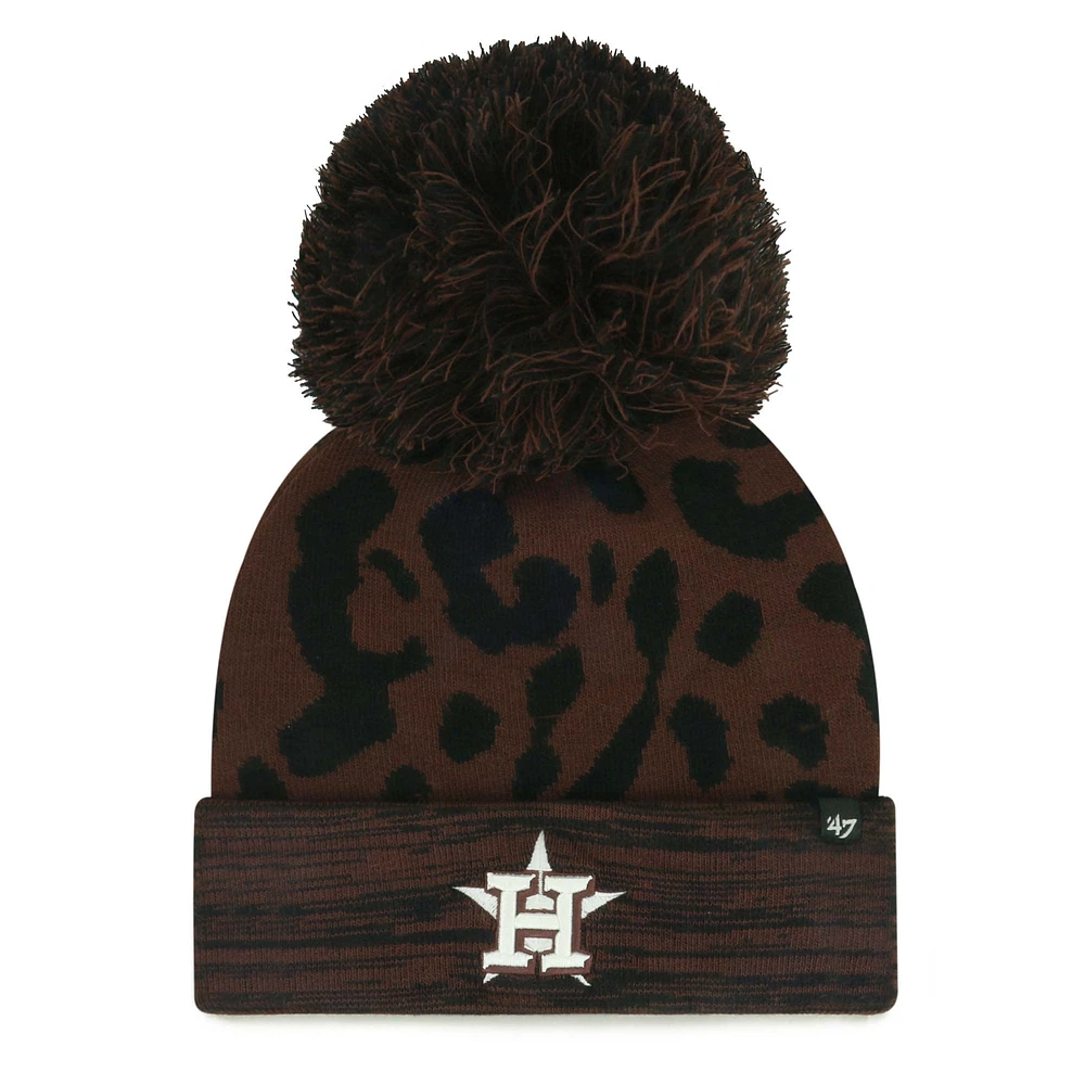 Women's '47 Brown Houston Astros Rosette Cuffed Knit Hat with Pom