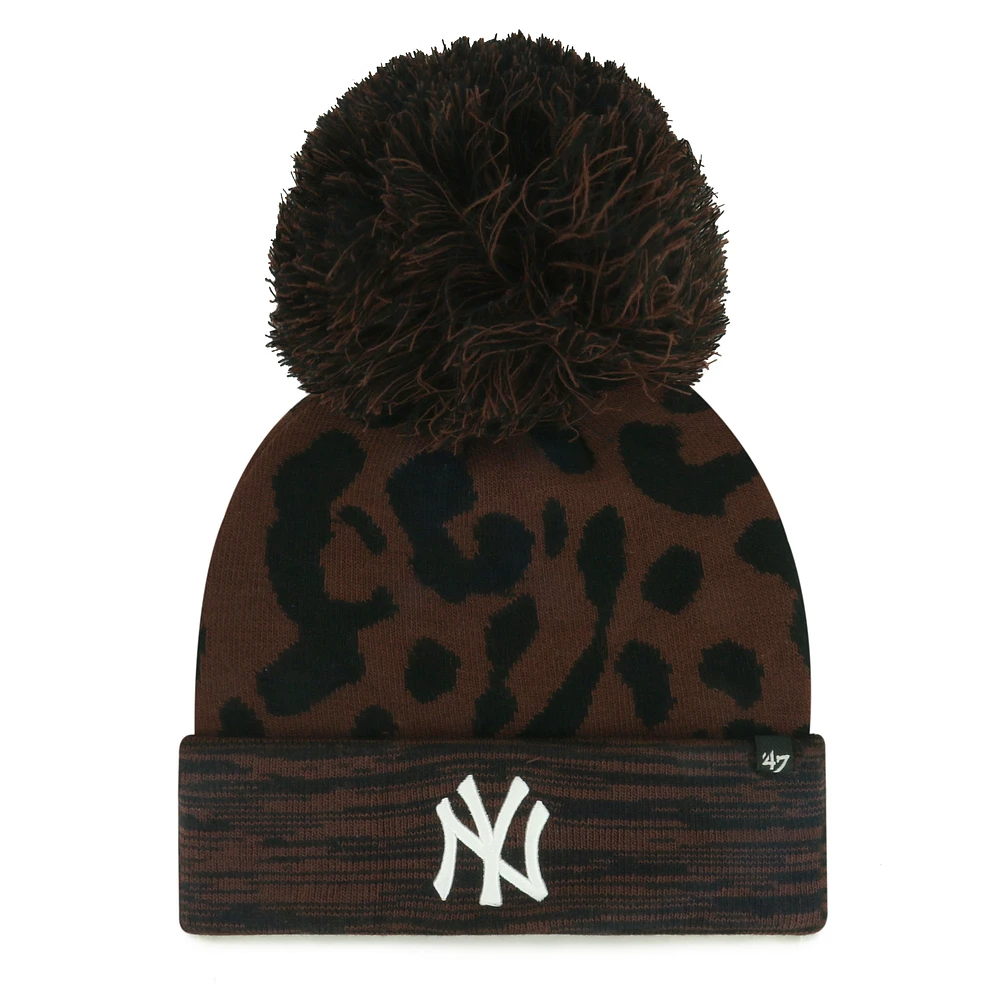 Women's '47 Brown New York Yankees Rosette Cuffed Knit Hat with Pom