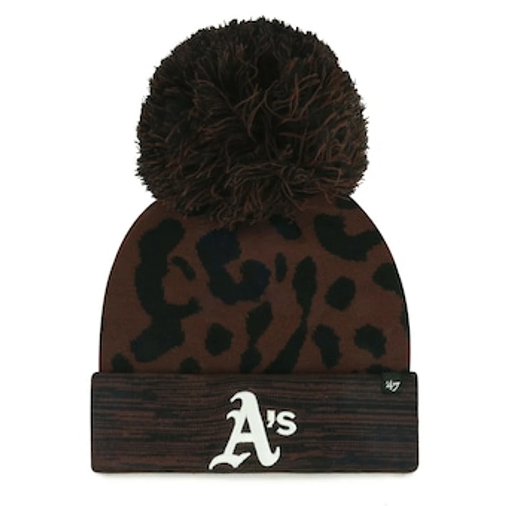 Women's '47 Brown Oakland Athletics Rosette Cuffed Knit Hat with Pom