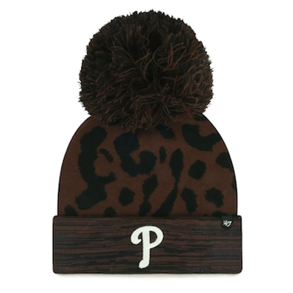 Women's '47 Brown Philadelphia Phillies Rosette Cuffed Knit Hat with Pom