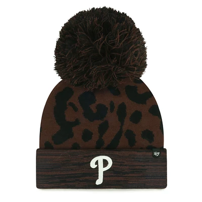 Women's '47 Brown Philadelphia Phillies Rosette Cuffed Knit Hat with Pom