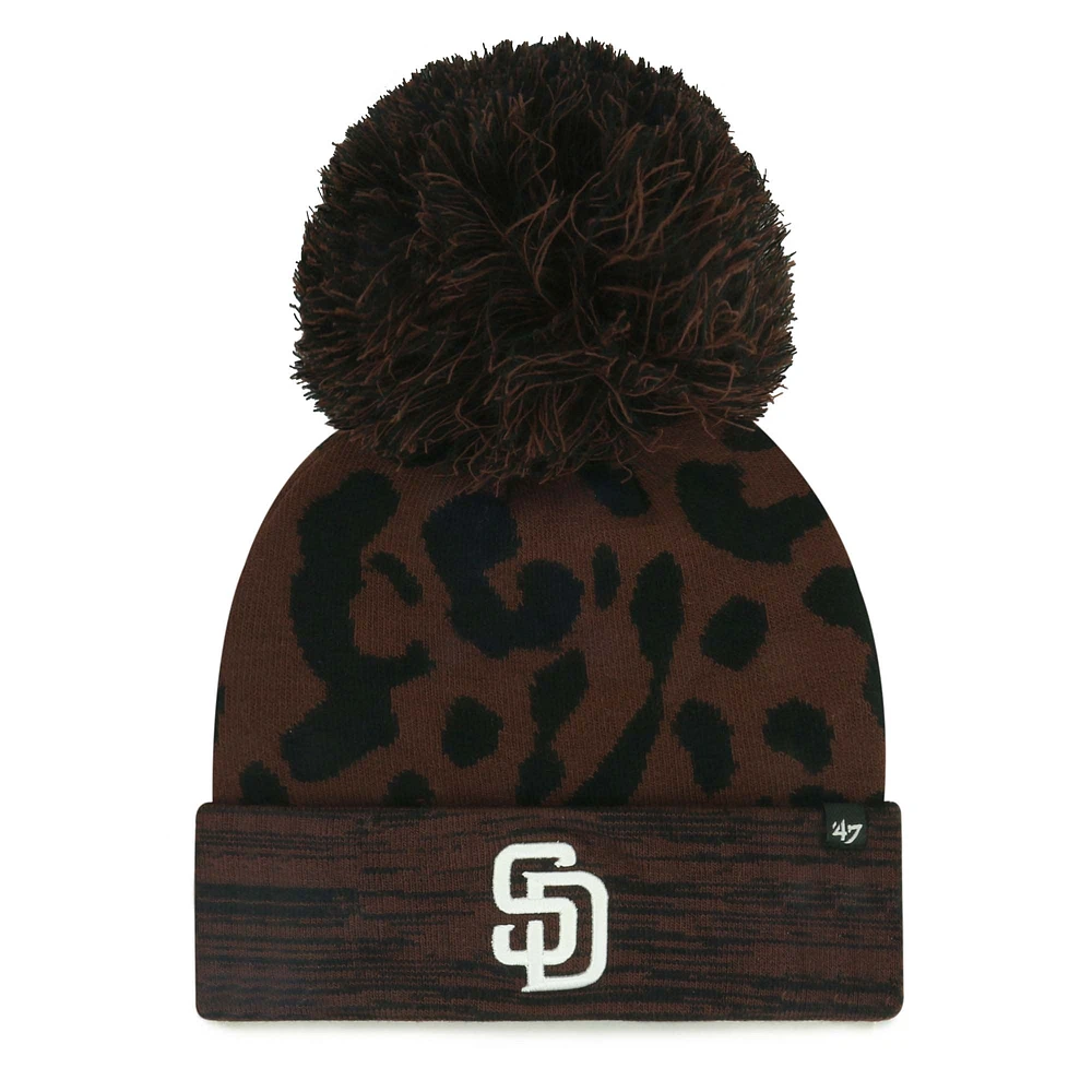 Women's '47 Brown San Diego Padres Rosette Cuffed Knit Hat with Pom