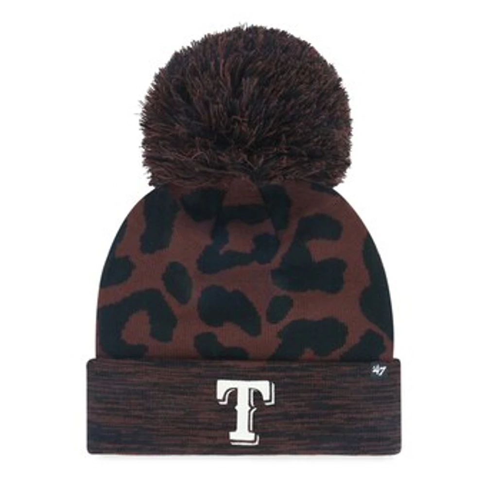 Women's '47 Brown Texas Rangers Rosette Cuffed Knit Hat with Pom