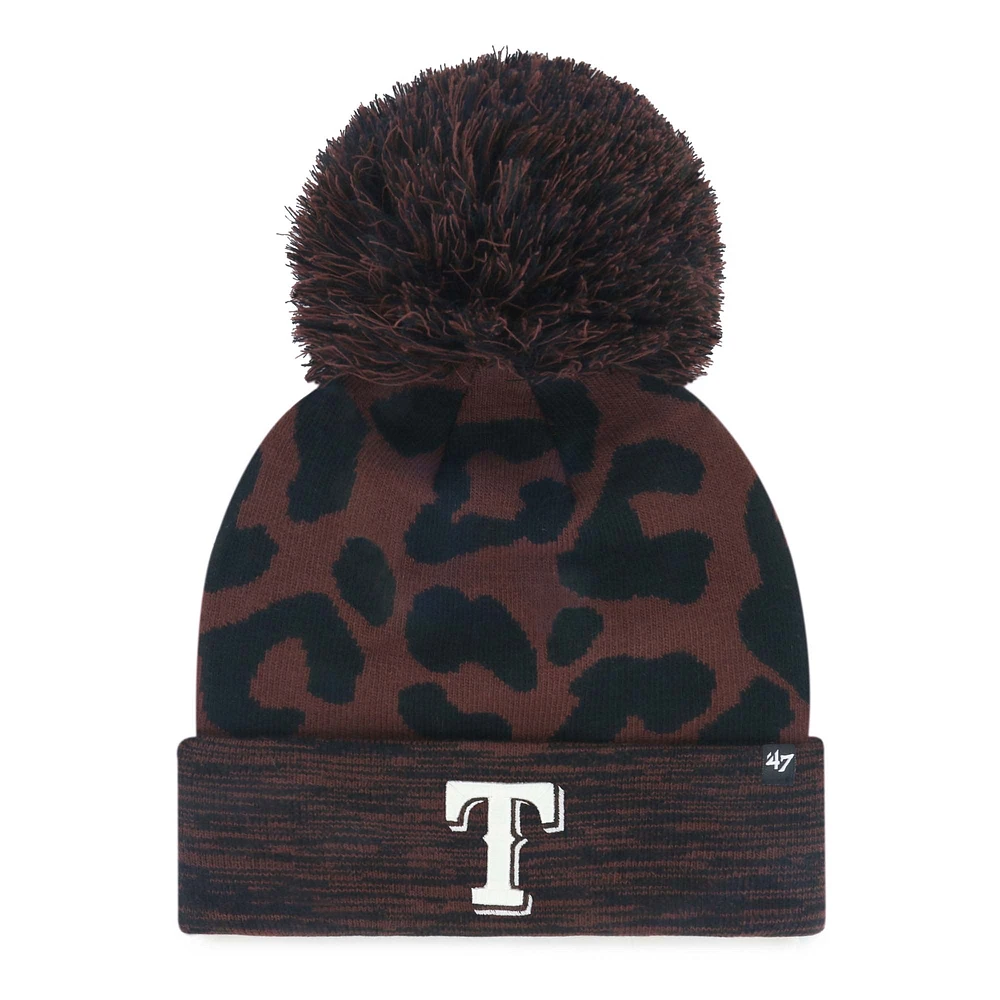 Women's '47 Brown Texas Rangers Rosette Cuffed Knit Hat with Pom