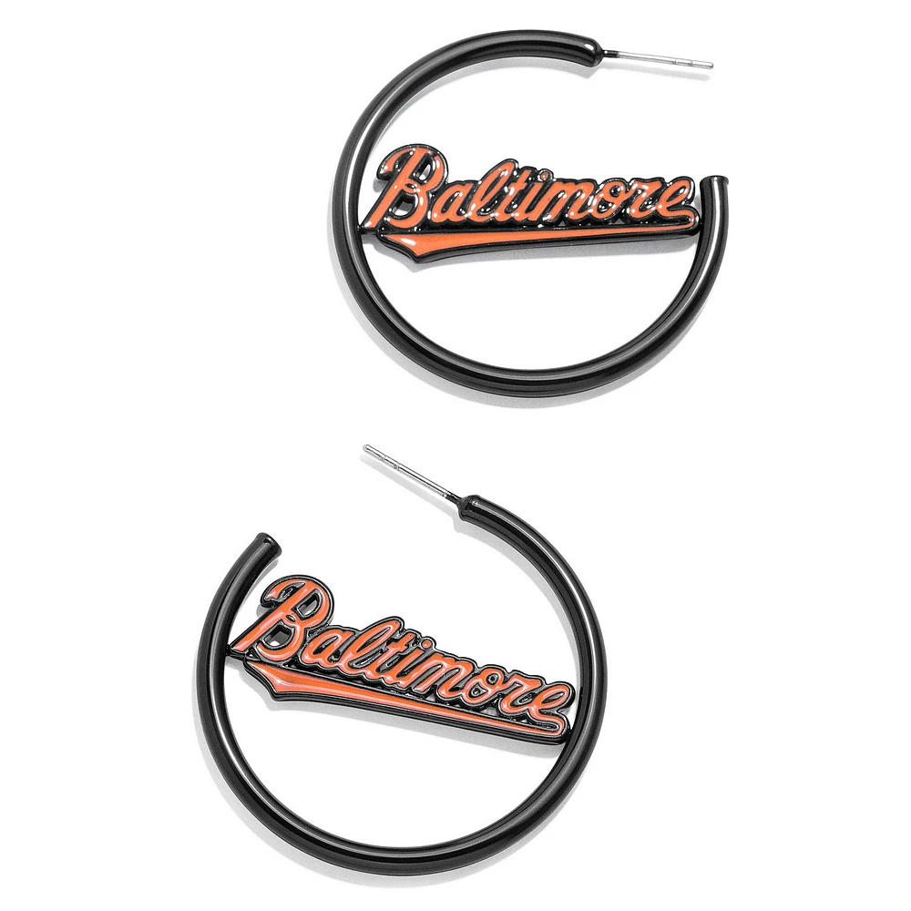 BaubleBar Baltimore Orioles Enamel Hoop Earrings