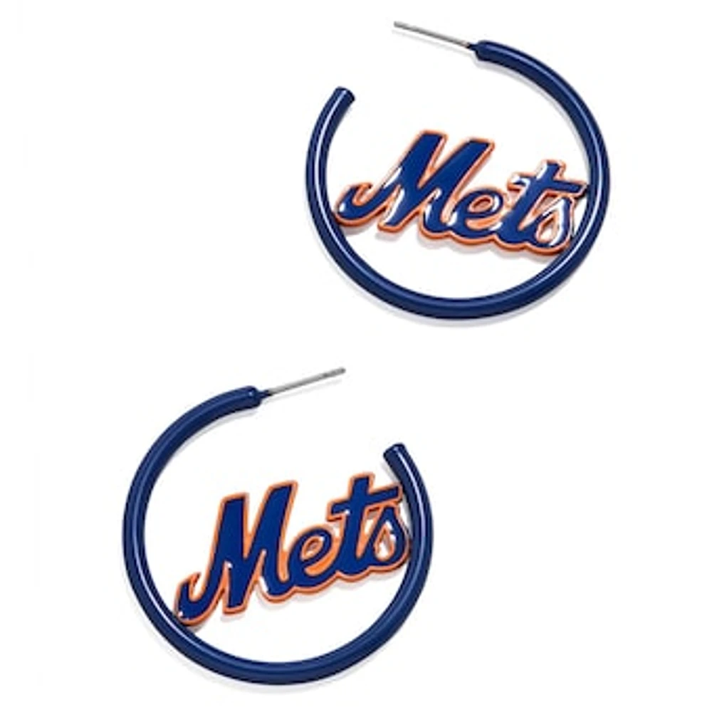 BaubleBar New York Mets Enamel Hoop Earrings