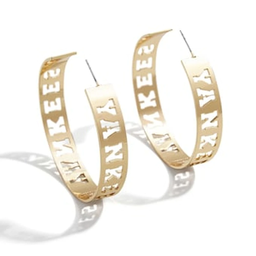 WEAR by Erin Andrews x Baublebar New York Yankees Large Cutout Hoop Earrings