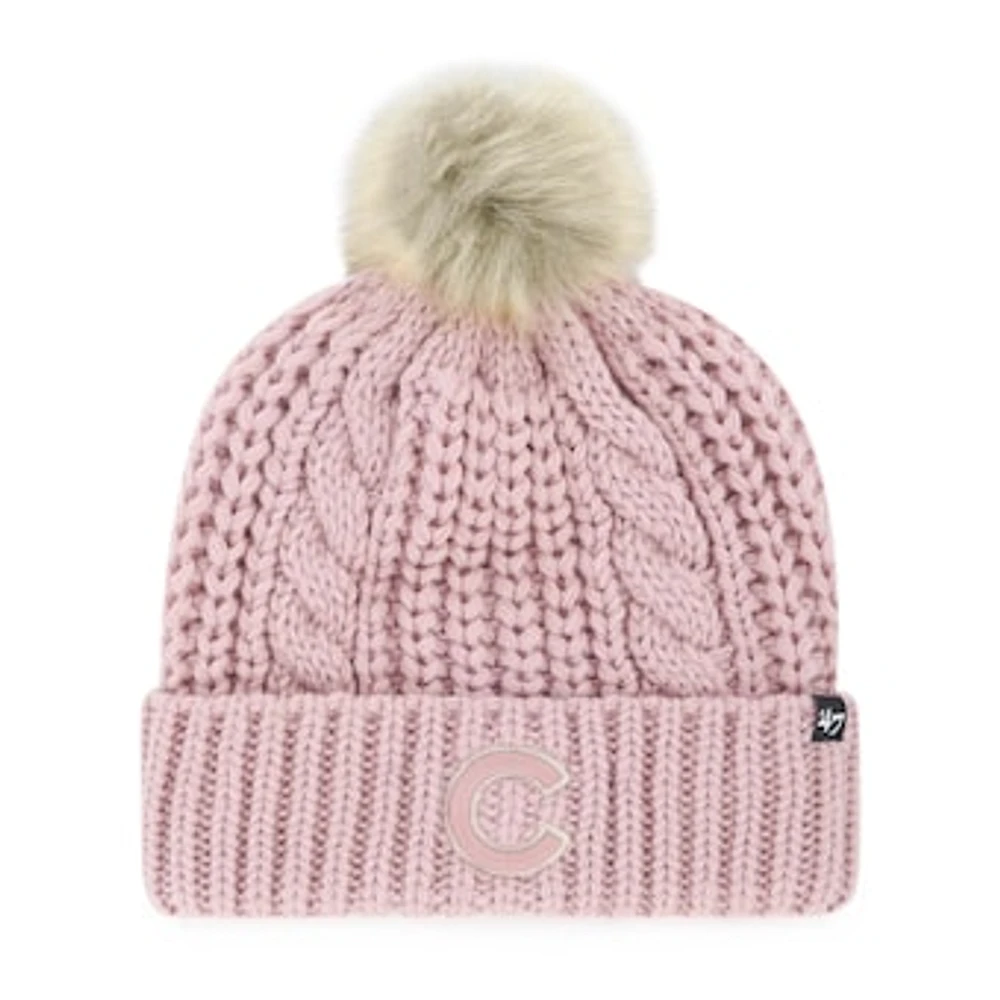 Women's '47 Dusty Rose Chicago Cubs Meeko Cuffed Knit Hat with Pom