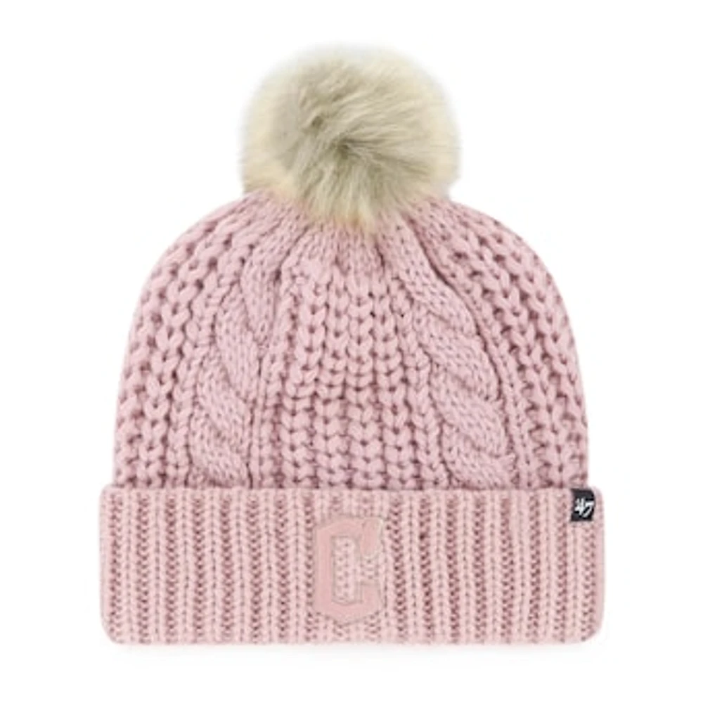 Women's '47 Dusty Rose Cleveland Guardians Meeko Cuffed Knit Hat with Pom