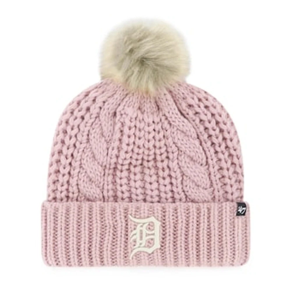 Women's '47 Dusty Rose Detroit Tigers Meeko Cuffed Knit Hat with Pom