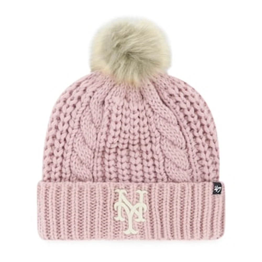 Women's '47 Pink New York Mets Meeko Dusty Rose Cuffed Knit Hat with Pom