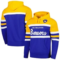 Men's Mitchell & Ness Royal/Gold Milwaukee Brewers Head Coach Pullover Hoodie