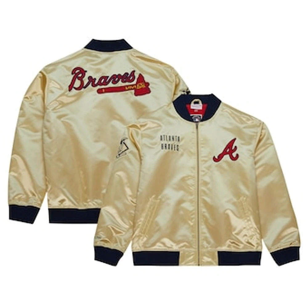 Men's Mitchell & Ness Gold Atlanta Braves OG 2.0 Lightweight Satin Full-Zip Jacket