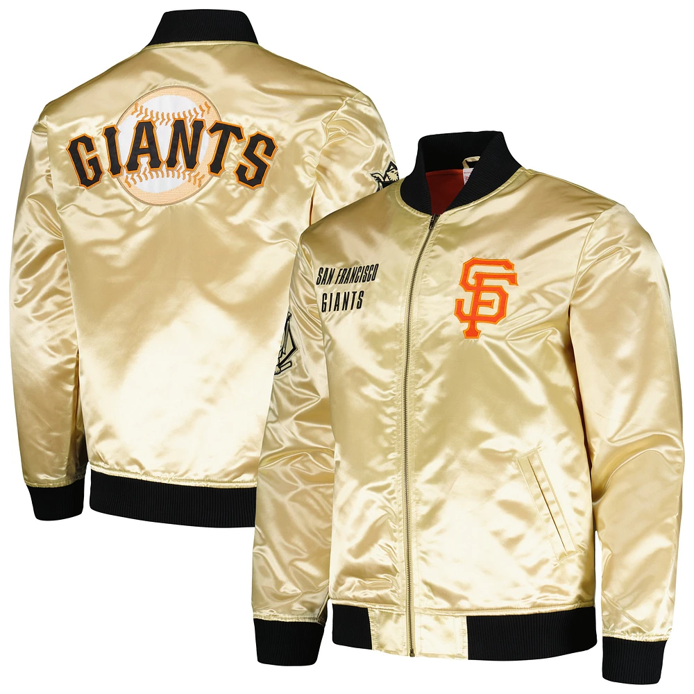 Men's Mitchell & Ness Gold San Francisco Giants OG 2.0 Lightweight Satin Full-Zip Jacket