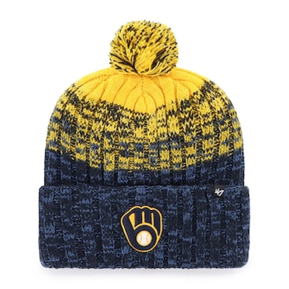 Youth '47 Navy Milwaukee Brewers Cascade Cuffed Knit Hat with Pom