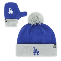 Toddler '47 Royal Los Angeles Dodgers Bam Bam Cuffed Knit Hat with Pom & Mittens Set