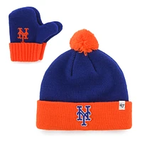 Toddler '47 Royal New York Mets Bam Bam Cuffed Knit Hat with Pom & Mittens Set