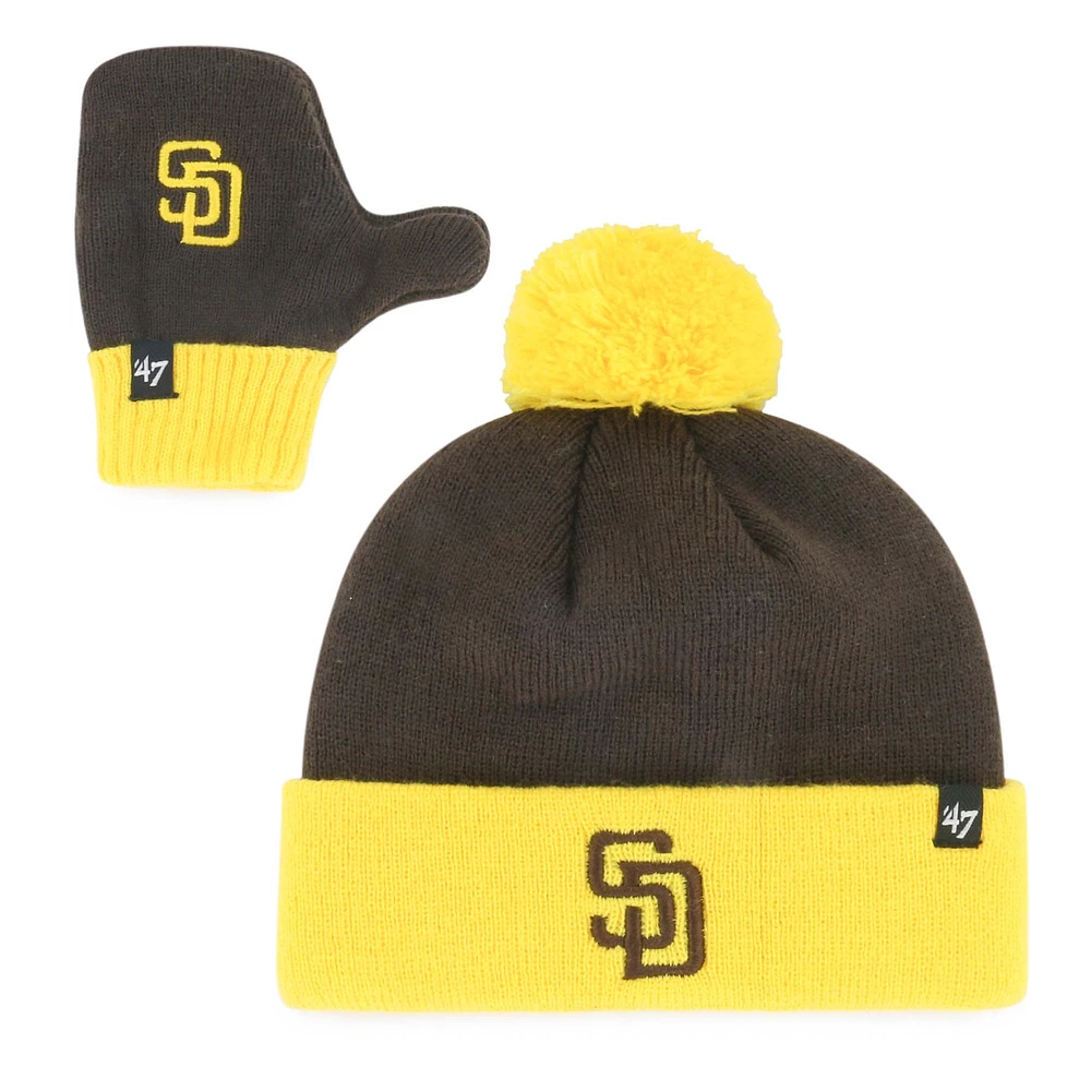 Toddler '47 Brown San Diego Padres Bam Bam Cuffed Knit Hat with Pom & Mittens Set