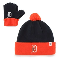 Toddler '47 Navy Detroit Tigers Bam Bam Cuffed Knit Hat with Pom & Mittens Set