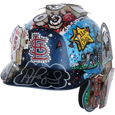 Albert Pujols St. Louis Cardinals Autographed Alternate Navy Chrome Rawlings Mini Batting Helmet - Fanatics Exclusive - Art by Charles Fazzino - GL68085460