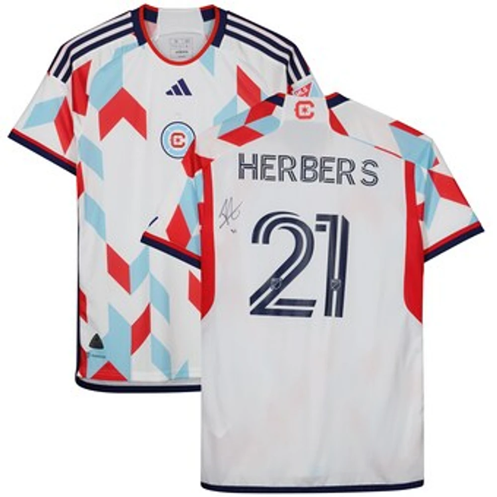 Fabian Herbers Chicago Fire Autographed Fanatics Authentic Match-Used #21 White Jersey from the 2023 MLS Season