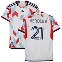 Fabian Herbers Chicago Fire Autographed Fanatics Authentic Match-Used #21 White Jersey from the 2023 MLS Season