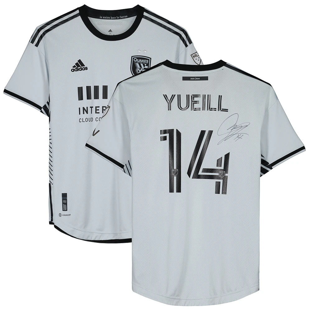 Jackson Yueill San Jose Earthquakes Autographed Match-Used #14 Gray Jersey from the 2023 MLS Season