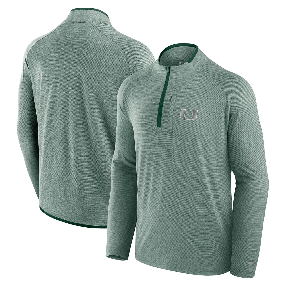 Men's Fanatics Green Miami Hurricanes Mock Neck Half-Zip Pullover Jacket