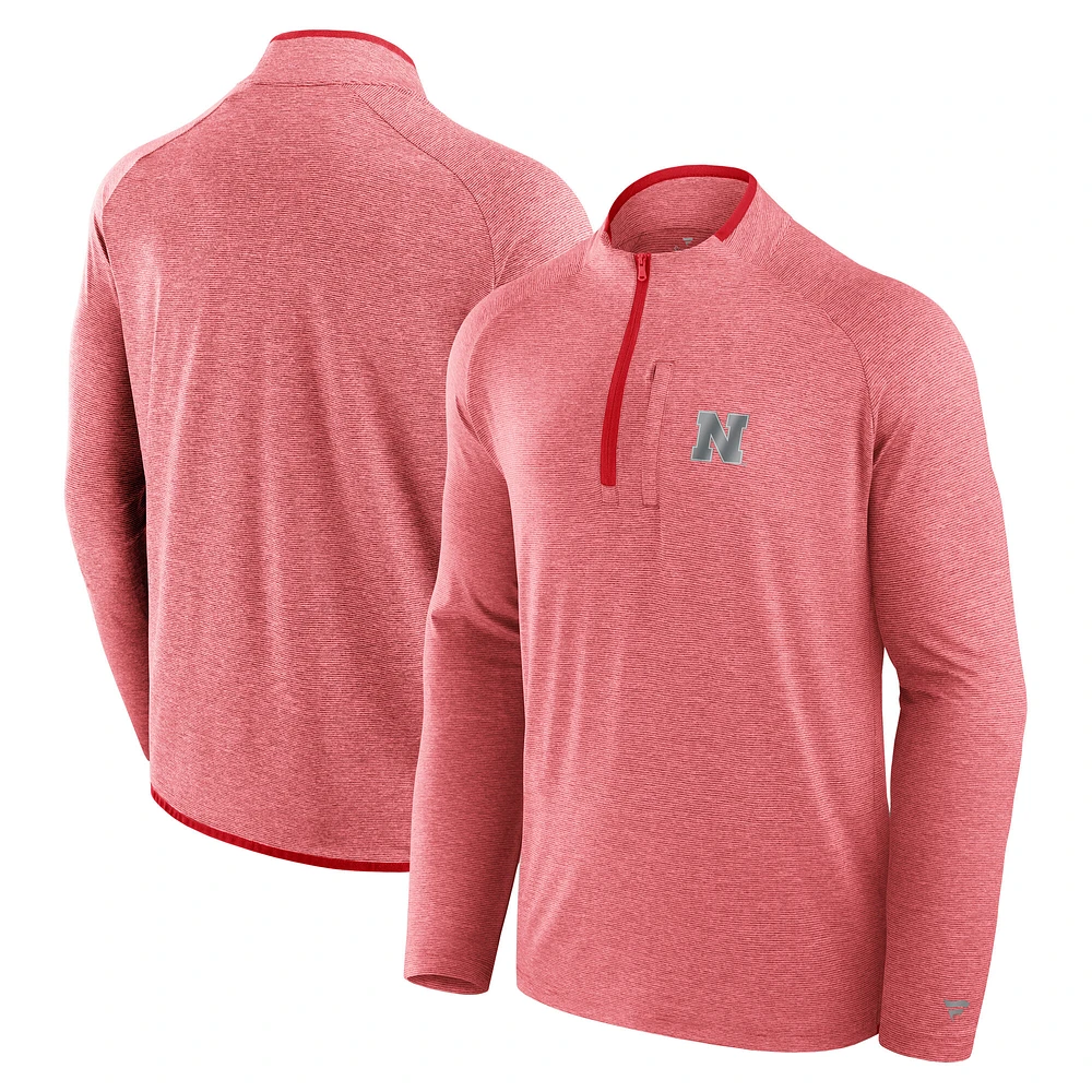 Men's Fanatics Scarlet Nebraska Huskers Mock Neck Half-Zip Pullover Jacket