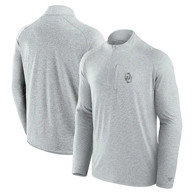 Men's Fanatics Gray Oklahoma Sooners Mock Neck Half-Zip Pullover Jacket