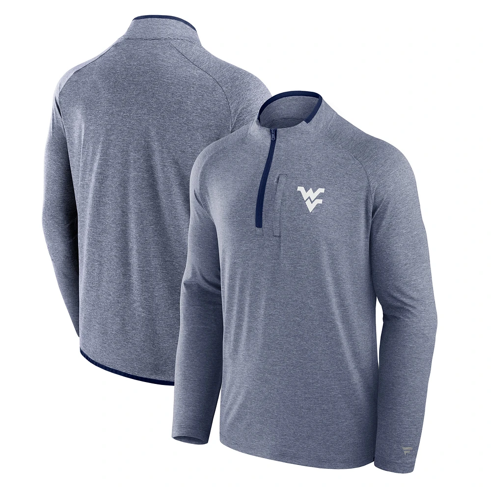 Men's Fanatics Navy West Virginia Mountaineers Mock Neck Half-Zip Pullover Jacket