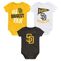 Infant Fanatics San Diego Padres Fan Pennant 3-Pack Bodysuit Set