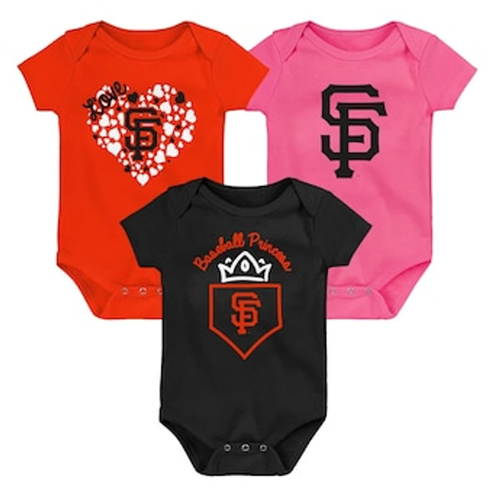 Girls Infant Fanatics San Francisco Giants 3-Pack Home Run Bodysuit Set