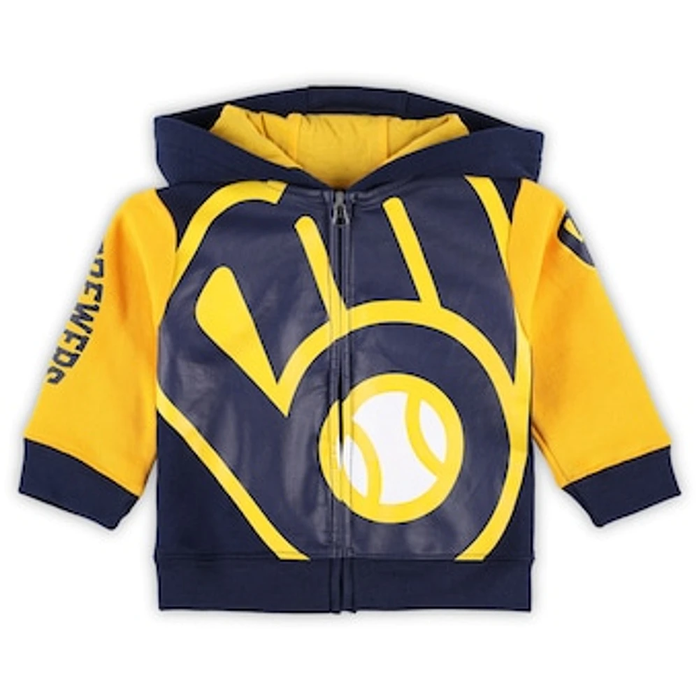 Infant Fanatics Navy Milwaukee Brewers Post Card Full-Zip Hoodie Jacket