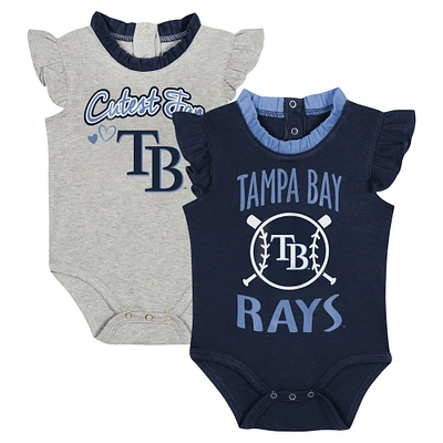 Newborn & Infant Fanatics Navy/Gray Tampa Bay Rays Two-Pack Fan Bodysuit Set