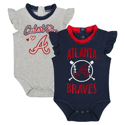 Newborn & Infant Fanatics Navy/Gray Atlanta Braves Two-Pack Fan Bodysuit Set