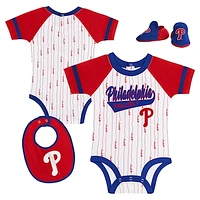 Newborn & Infant White Philadelphia Phillies Base Hitter Bodysuit, Bib Bootie Set