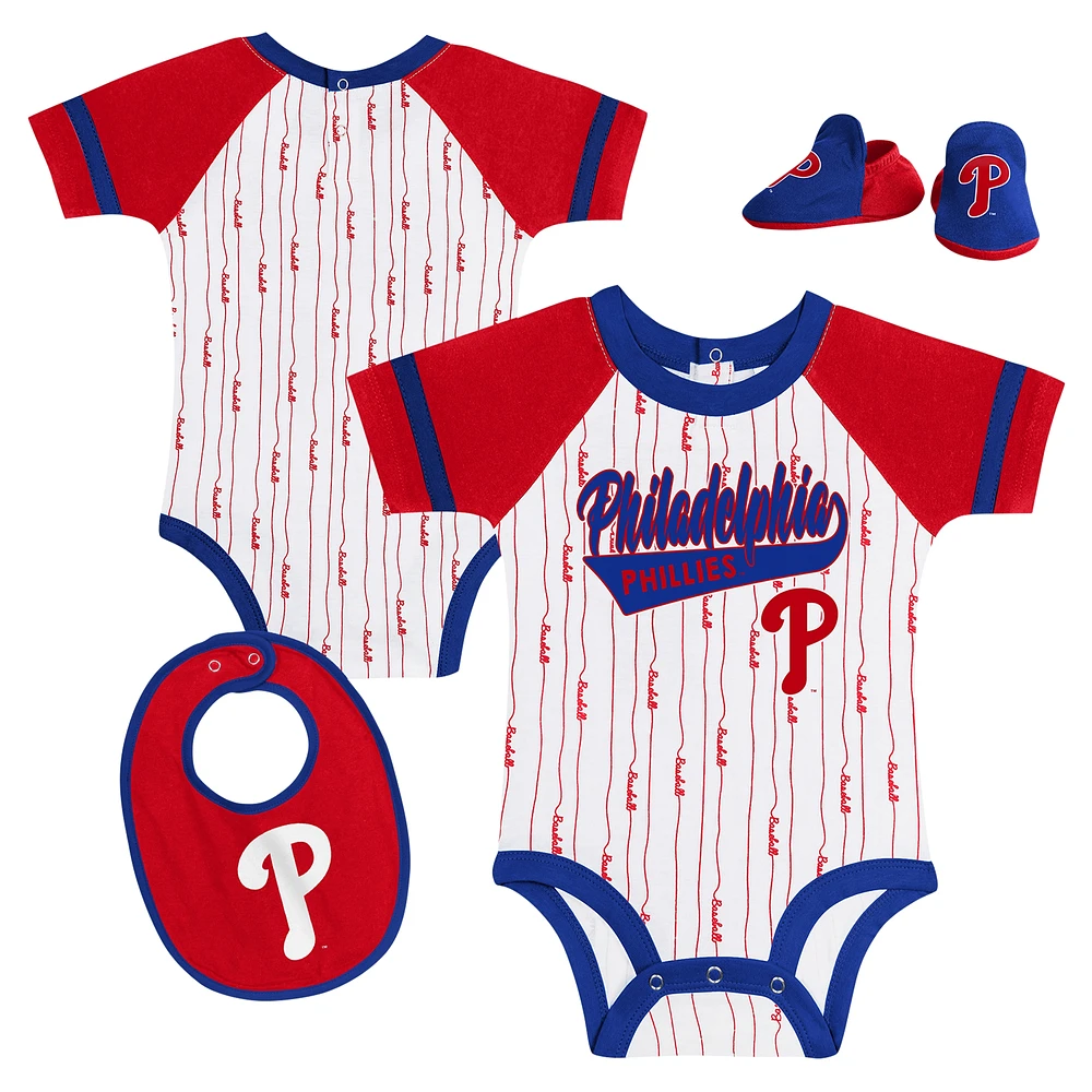 Newborn & Infant White Philadelphia Phillies Base Hitter Bodysuit, Bib Bootie Set