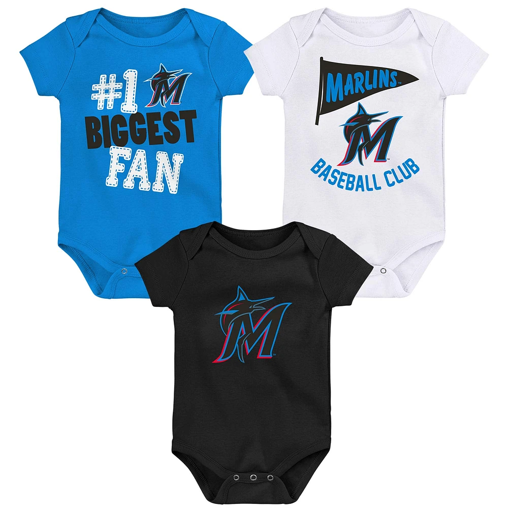 Newborn & Infant Miami Marlins 3-Pack Fan Pennant Bodysuit Set