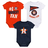 Newborn & Infant Houston Astros 3-Pack Fan Pennant Bodysuit Set