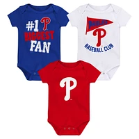 Newborn & Infant Philadelphia Phillies 3-Pack Fan Pennant Bodysuit Set