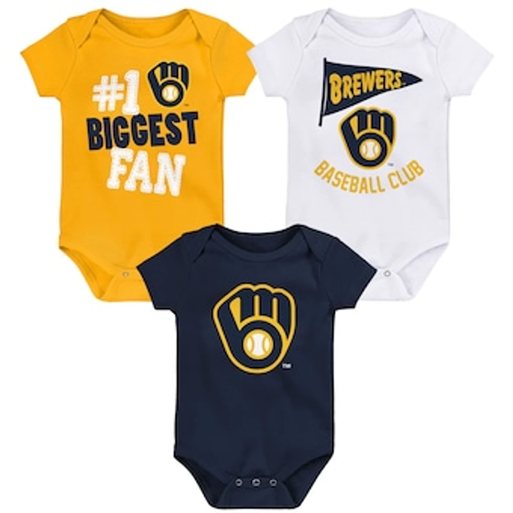 Newborn & Infant Milwaukee Brewers 3-Pack Fan Pennant Bodysuit Set